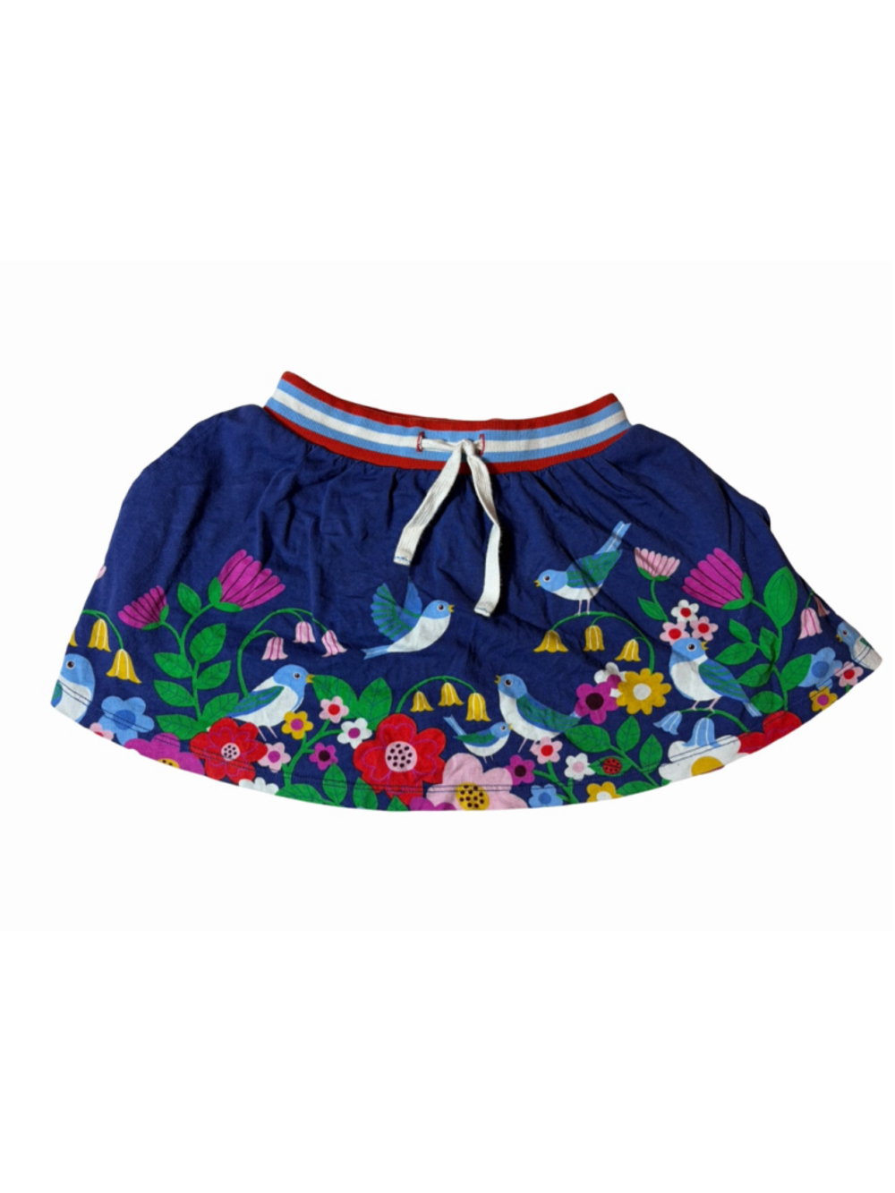 Mini Boden Girls Navy Bird & Floral Print Cotton Skirt 5–6Y 116cm